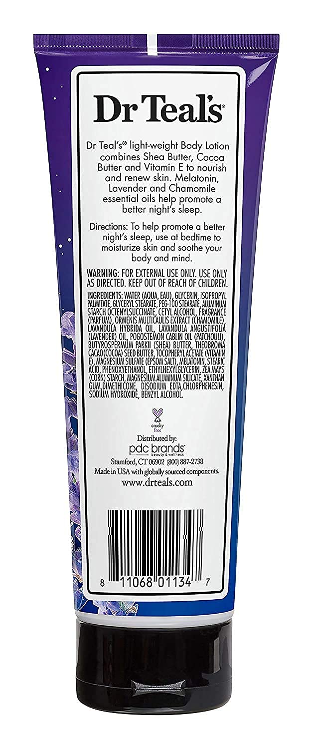 Dr. Teal's Pure Epsom Salt Soak & Sleep Lotion Gift Set - Cannabis Sativa Hemp Seed Essential Oil Blend (3lbs), Nighttime Therapy Melatonin Body Lotion (8oz) - Calms the Senses & Promotes Better Sleep